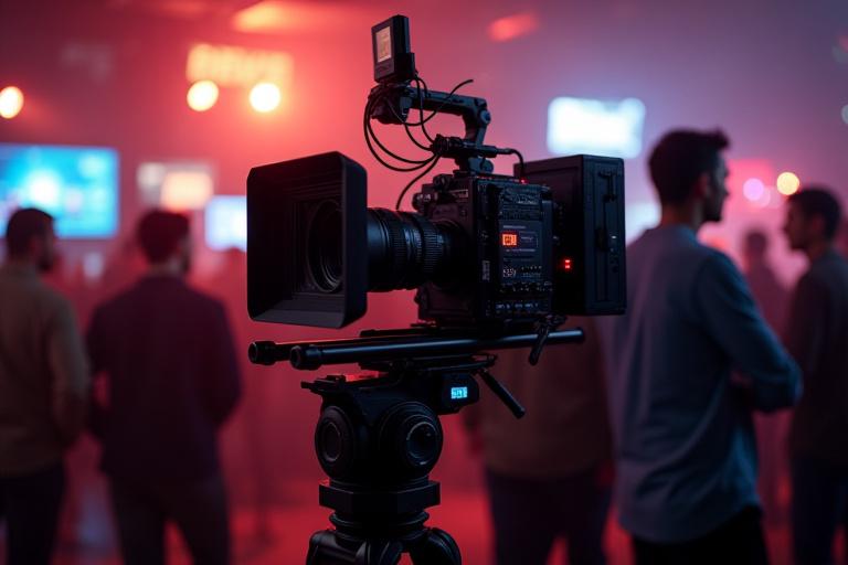 Professionelle Filmkamera an einem Filmset